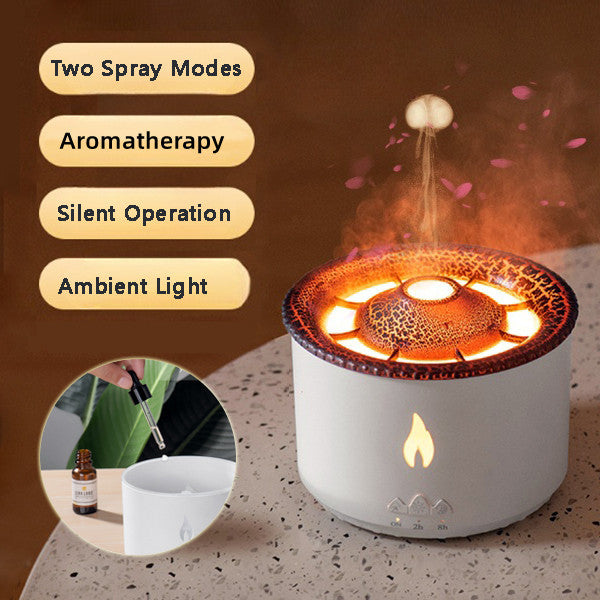 Humidificador Volcán LED con Aromaterapia y Efecto Llama