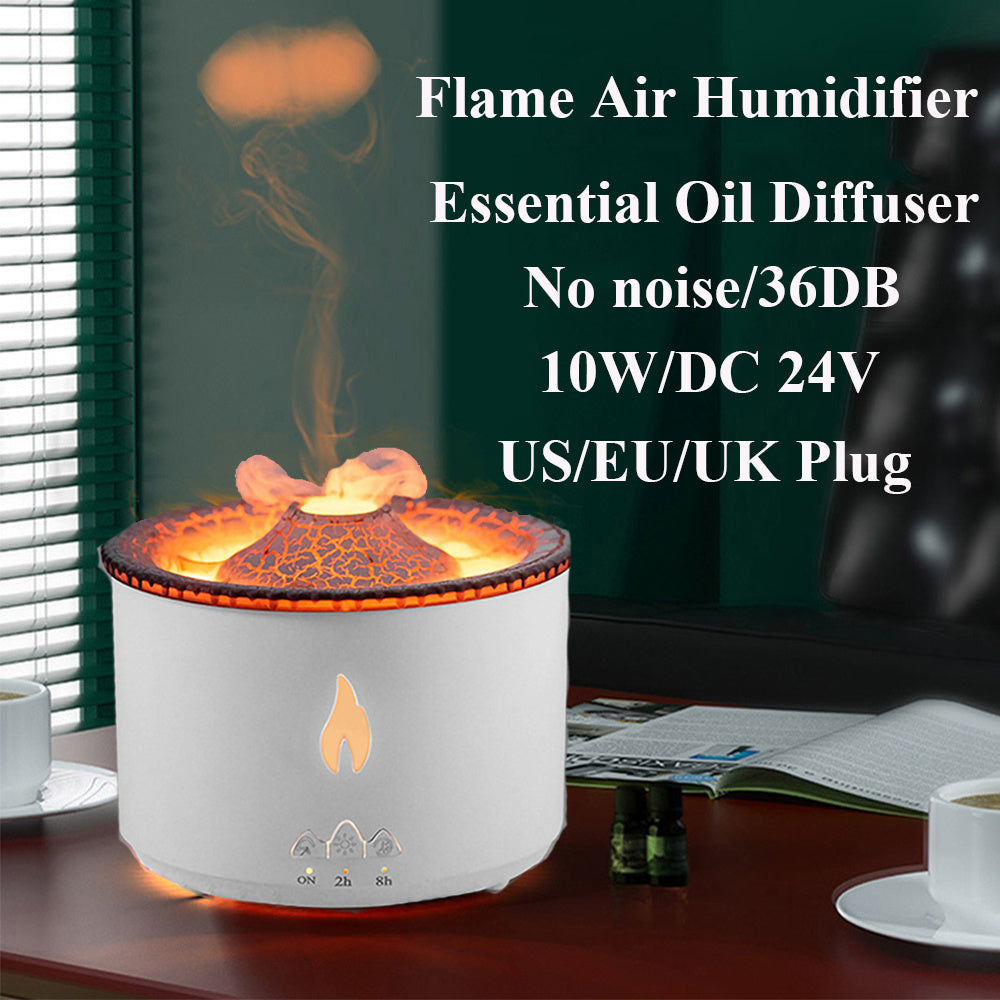 Humidificador Volcán LED con Aromaterapia y Efecto Llama