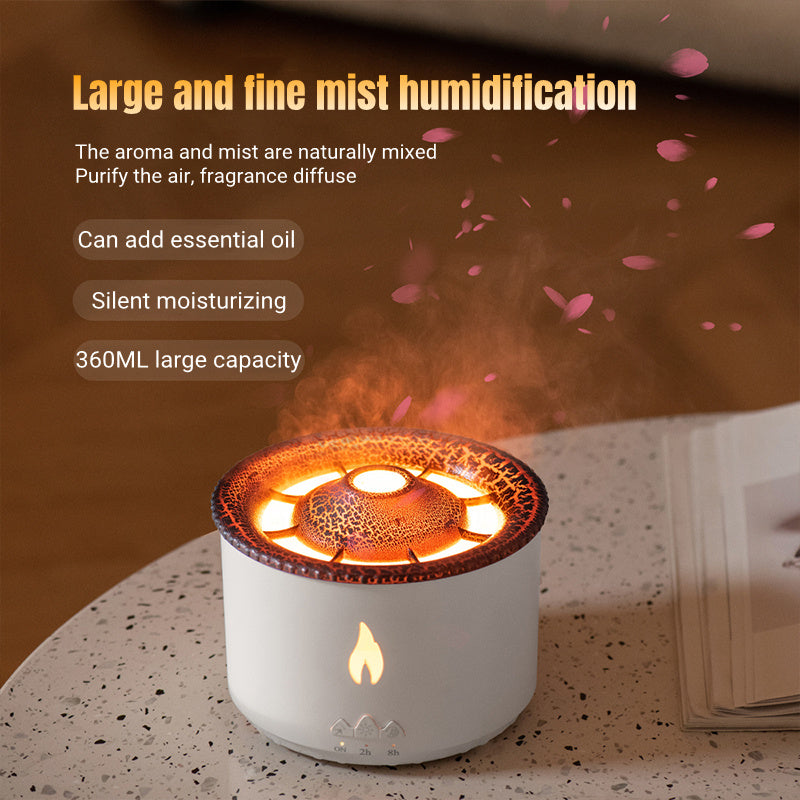 Humidificador Volcán LED con Aromaterapia y Efecto Llama